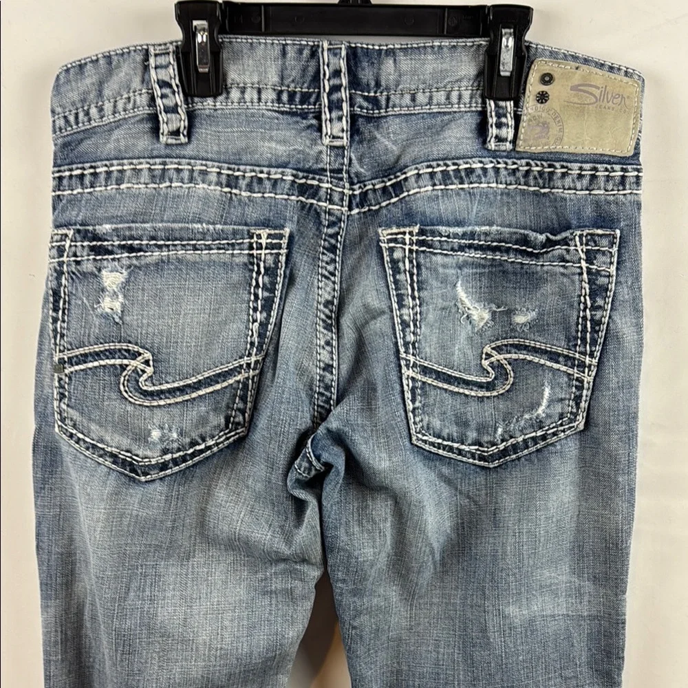 Silver‎ Co Men's Light Blue Nash straight-leg Distressed Jeans Size 34